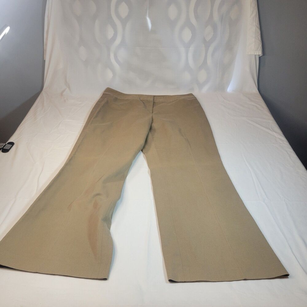 Ann Taylor 14 Wide Leg Trouser Womens Beige Cotton Blend Dress Pants Career Work